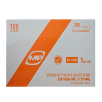 Шприц інсуліновий MedPlast U100 1 мл з голкою 30G x 8 мм